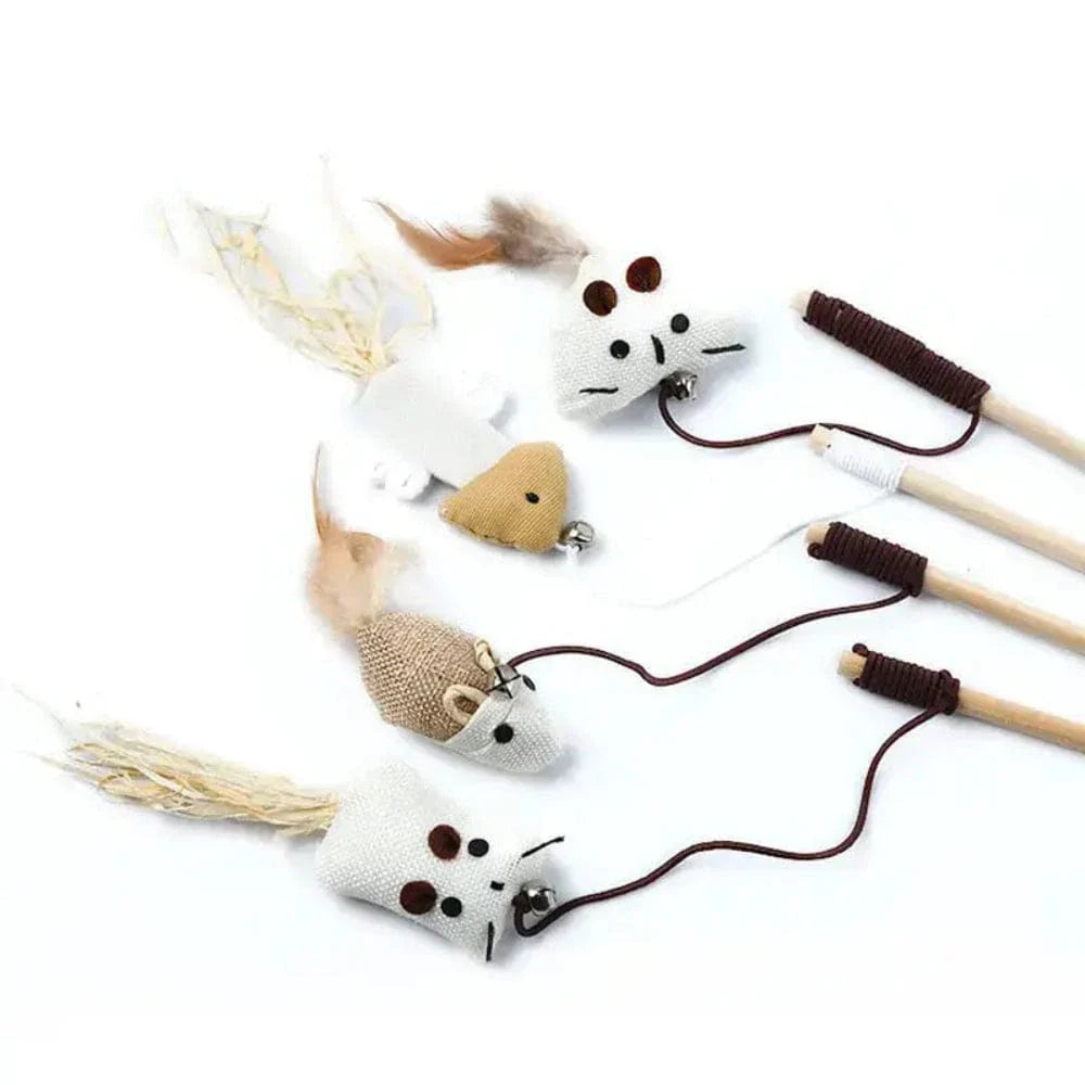 Baguette magique chat en bois - Stimule l’instinct de chasse