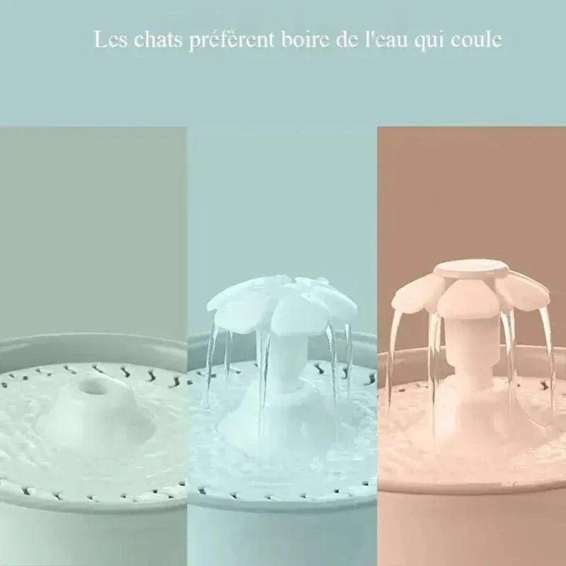 Fontaine à eau chat fleur - Eau pure & fraîche en continu