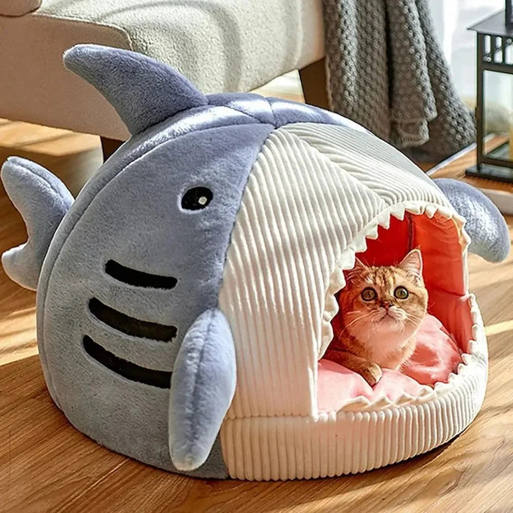 Lit requin pour chat - Confort douillet et repos cosy