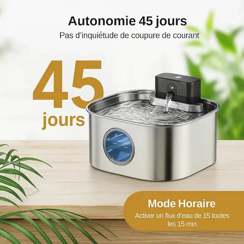 Fontaine à eau chat inox sans fil - Zéro câble, zéro risque