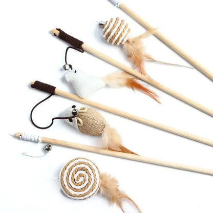 Baguette magique chat en bois - Stimule l’instinct de chasse
