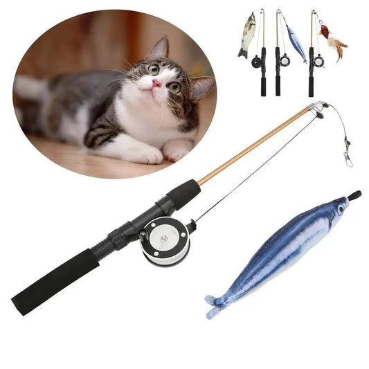 Canne à pêche pour chat - Divertit et stimule votre félin