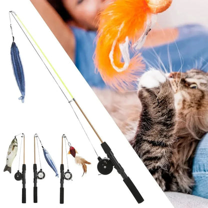Canne à pêche pour chat - Divertit et stimule votre félin