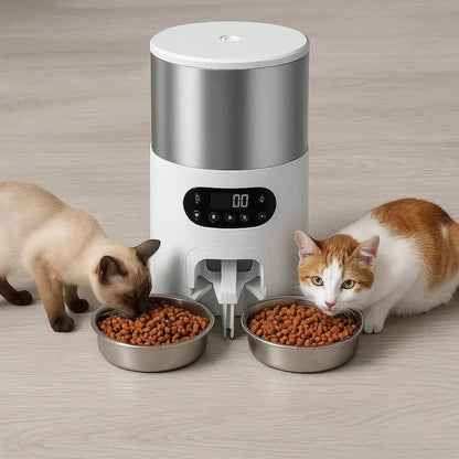 Distributeur automatique de croquettes pour 2 chats