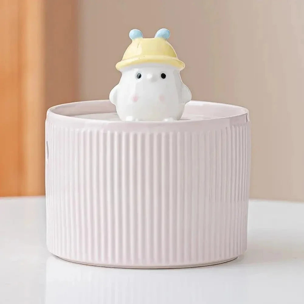 Fontaine à eau chat rose - Eau fraîche et filtrée en continu