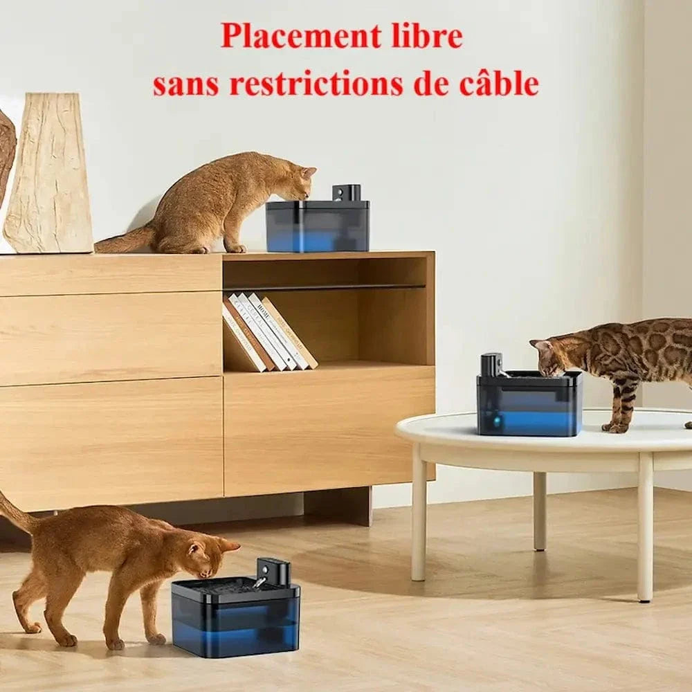 Fontaine à eau pour chat sans fil - 30 jours d’autonomie