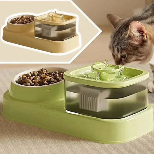Fontaine à eau et croquette chat - Hydratation et repas faciles