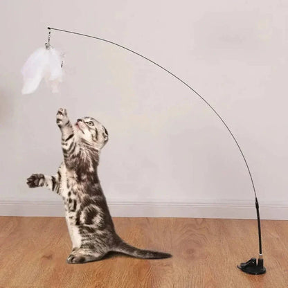 Jouet pour chat plume à ventouse - Amusement garanti