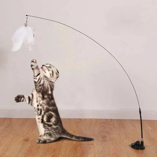 Jouet pour chat plume à ventouse - Amusement garanti