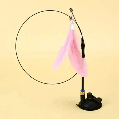 Jouet pour chat plume à ventouse - Amusement garanti