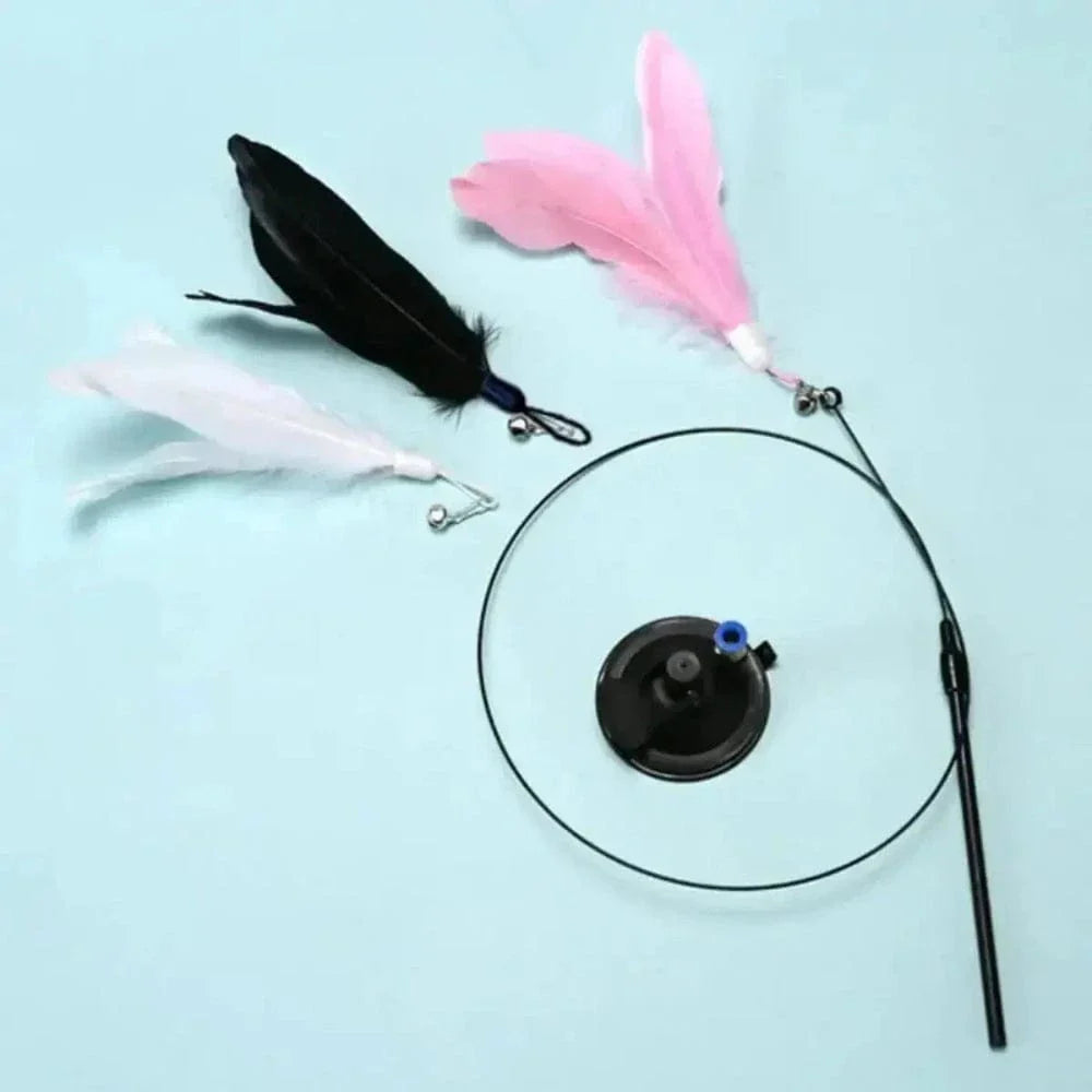 Jouet pour chat plume à ventouse - Amusement garanti