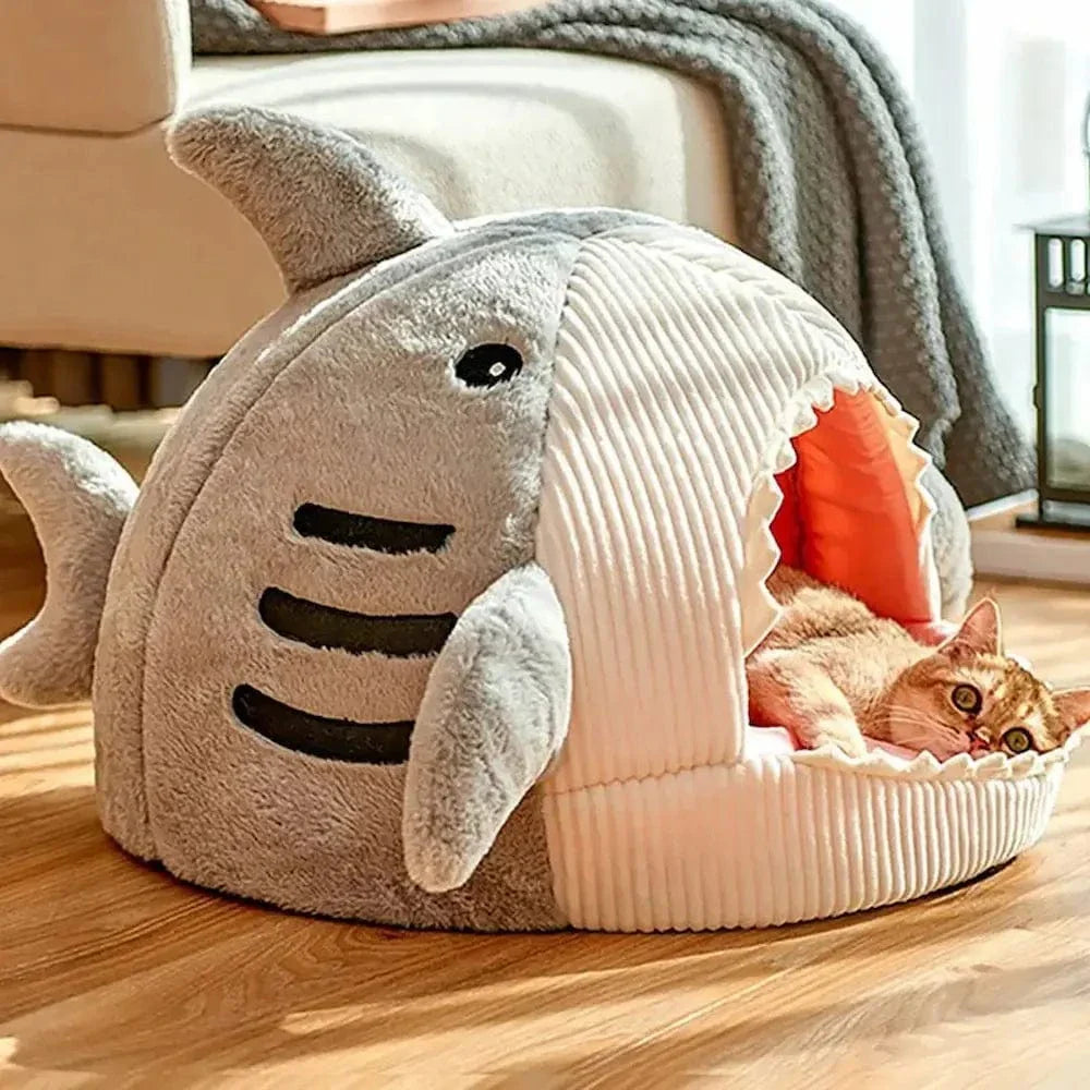 Lit requin pour chat - Confort douillet et repos cosy