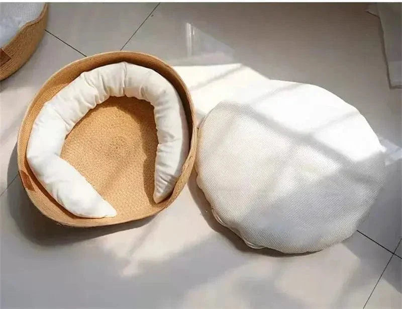 Panier chat bambou naturel - Confort et élégance