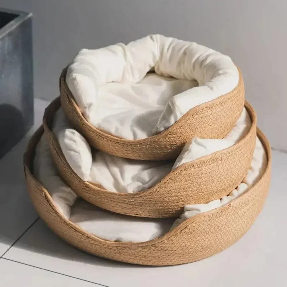 Panier chat bambou naturel - Confort et élégance