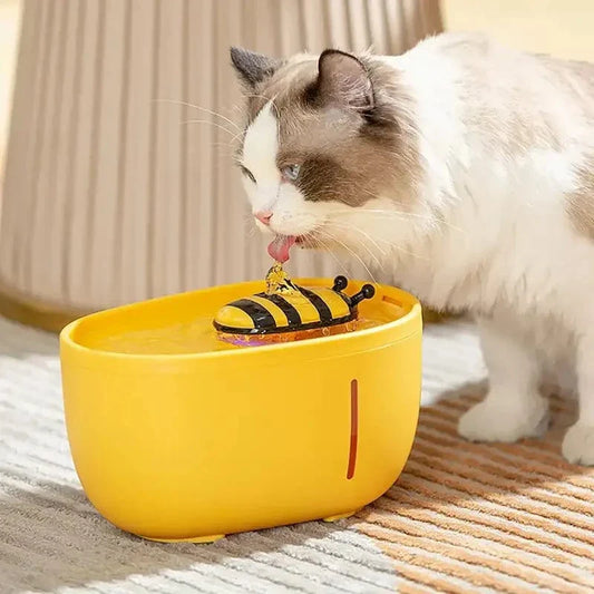 Fontaine à eau chat abeille - Filtration pure et facile à nettoyer