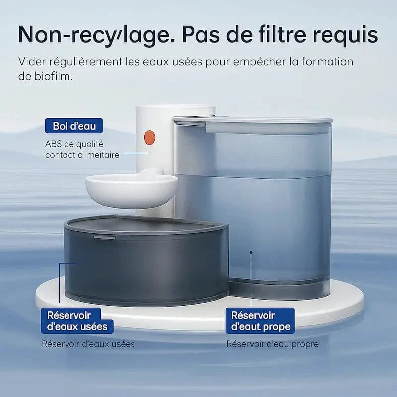 Fontaine à eau chat sans filtre - 3L & autonomie sans recharge