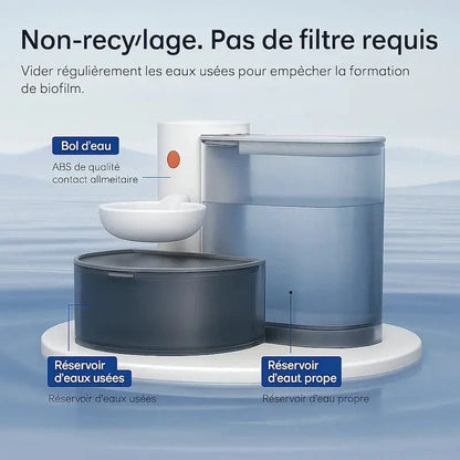 Fontaine à eau chat sans filtre - 3L & autonomie sans recharge