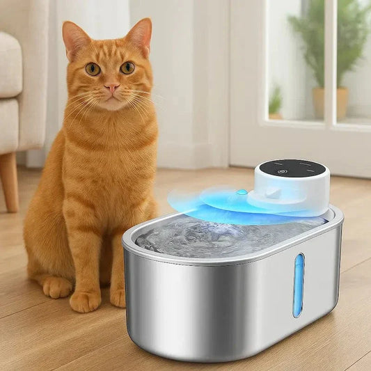 Fontaine chat sans fil à pile - Hydratation libre et durable
