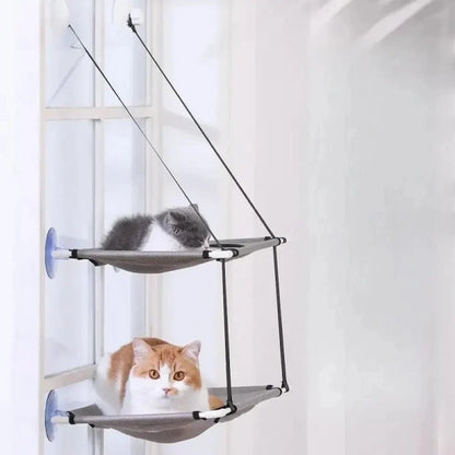 Hamac double pour chat - Repos en hauteur, 2 niveaux spacieux