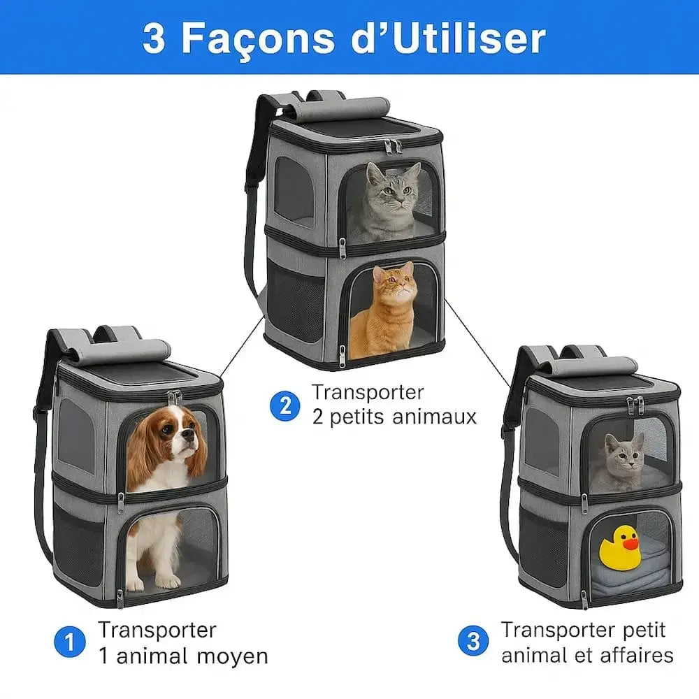 Sac à dos 2 chats - confort optimal | CosmoPattes